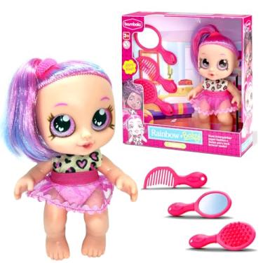 Imagem de Boneca Rainbow Baby Fashion Cabelos Rosa e Azul com 3 Acessórios de Cabelo 26cm de Vinil