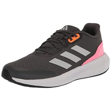 Imagem de adidas Falcon 3 Tênis esportivo de renda infantil, Cinza/branco cristal/rosa feixe, 7 Big Kid