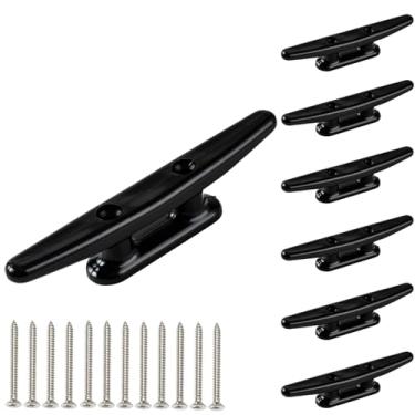 Imagem de XuanHuZhe Chuteiras de doca de barco de 15,2 cm de nylon preto, grampos de barco, grampo de corda de barco, gancho de caiaque (pacote com 6) para barcos de ancoragem, canoa, pontão, iate, caiaque