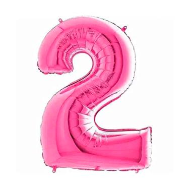 Imagem de Balão De Número Grande Rosa Pink Metalizado 40cm (2)