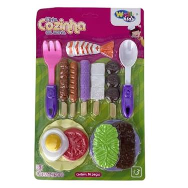 Imagem de Kit Churrasco Cozinha Brinquedo Infantil Comidinha 14 Peças