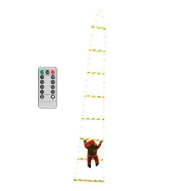Imagem de Milageto Escalada Papai Noel em escada de corda, árvore de Natal de jardim, tira de lâmpada LED, cordas de escada, decoração de festa de Natal para festivais, Colorida