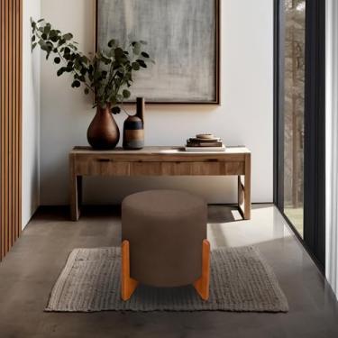 Imagem de Puff Thor Luxo Madeira Maciça Tecido suede (MARROM)