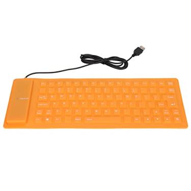 Imagem de Teclado de Silicone Dobrável USB Impermeável Teclado Flexível para Computador Portátil, Design Selado (Laranja) - NOENNULL