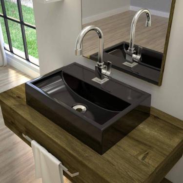 Imagem de Kit 3 Cubas de Apoio para Banheiro Q45w Retangular Compace Preto