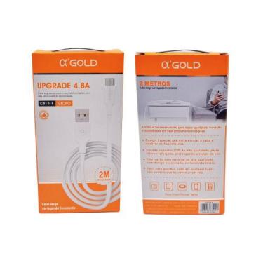 Imagem de Cabo Usb para V8 / Micro Usb de 2 Metros Turbo 4.8A a'Gold - AGold
