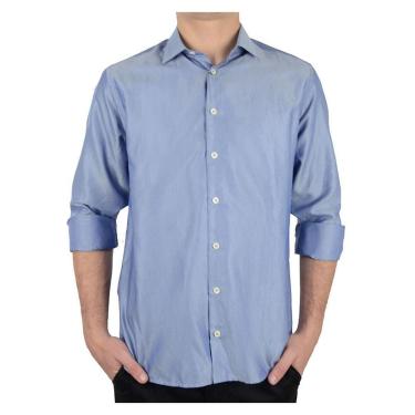 Imagem de Camisa Masculina Dudalina ML Slim Twill Azul Médio - 5310374-Masculino