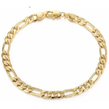 Imagem de Pulseira de Ouro 18K Fígaro 3 x 1 21cm 8,5mm a 11mm (Grossa) - Eleganc