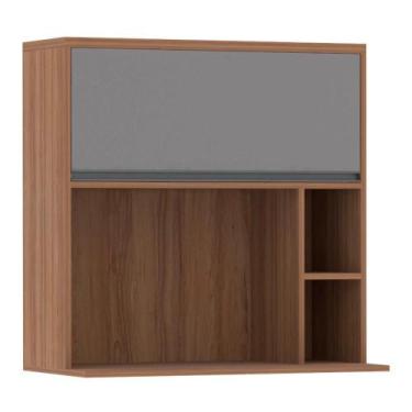 Imagem de Nicho Microondas Conjugado 1 Porta Cinza Puro Com Nicho Lateral Isa - 