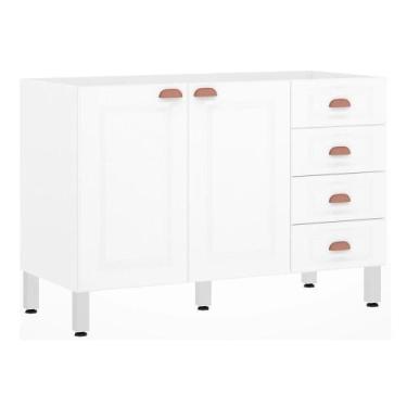 Imagem de Balcão de Pia sem Tampo 120cm 2 Portas 4 Gavetas Cristal Luciane Móvei