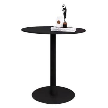 Imagem de Mesa de bistrô preta para bar, mesas de canto de sofá, mesa de bistrô de coquetel alta redonda com base de metal resistente para sala de estar, quarto, café, restaurante