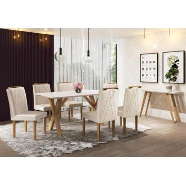 Imagem de Conjunto Sala de Jantar 6 Lugares Mesa Munique e Cadeiras Safira Velud