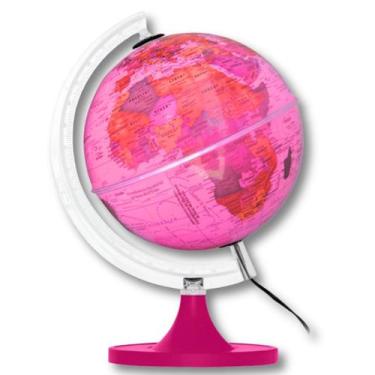 Imagem de Globo Terrestre Político 21 cm Diâmetro com Lâmpada LED ROSA - Libreri