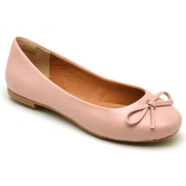 Imagem de Sapatilha Feminina Couro Liso Bico Redondo Laço Conforto - Rubim Calça