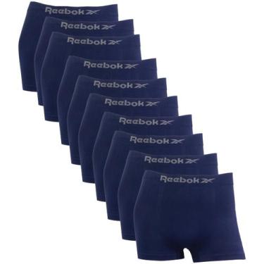 Imagem de Kit 10 Cuecas Boxer Reebok Masculina Microfibra Premium Lisa, Azul, G
