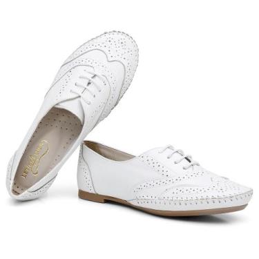 Imagem de Sapato Oxford Couro Feminino Cadarço Brogue Conforto Estilo - Q&A, Bra