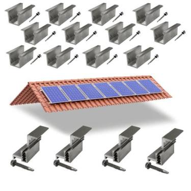 Imagem de Kit Fixador Grampo Final Regulável E Intermediário Tipo U 07 - Perfil 