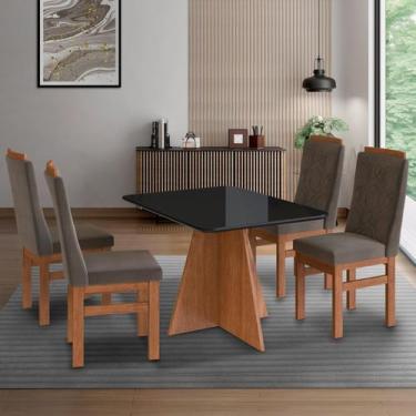 Imagem de Mesa para Sala de Jantar 120x90cm com Vidro Lapidado - Móveis Zamarchi