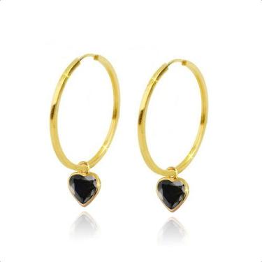 Imagem de Brincos Argola De Ouro 18k Com Zircônia 5mm - Sofistgold Joias, Negro