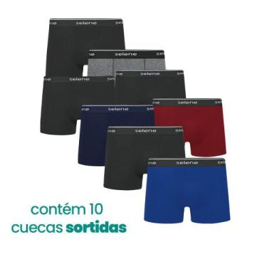 Imagem de Kit Com 10 Cuecas Boxer Box Selene De Algodão Adulto, Sortido, EG