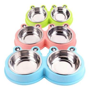 Imagem de Comedouro Duplo para cães Gatos Bebedouro Pra Cachorros Pet Duplo Tige