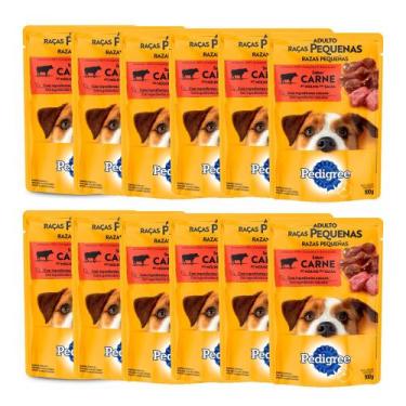 Imagem de Kit 12 Ração Úmida para Cachorro Pedigree Adulto Raças Pequenas Sabor 