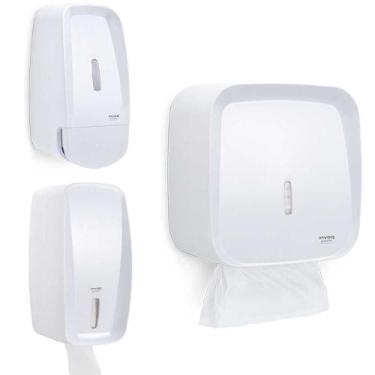 Imagem de Kit 1 Dispenser Sabonete líquido álcool gel +1 Toalheiro +1 suporte pa