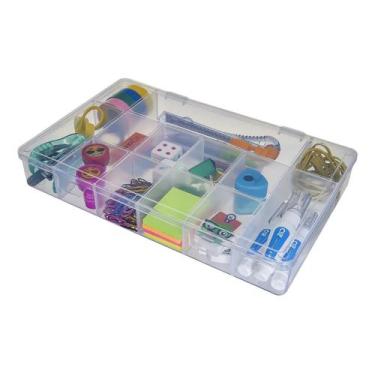 Imagem de Kit 3 Box Caixa Organizadora c/ Divisórias 23cm Transparente - Usual U