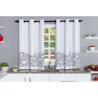 Imagem de Cortina Blecaute de PVC para Cozinha Estampado 2,20m x 1,30m Branco - 