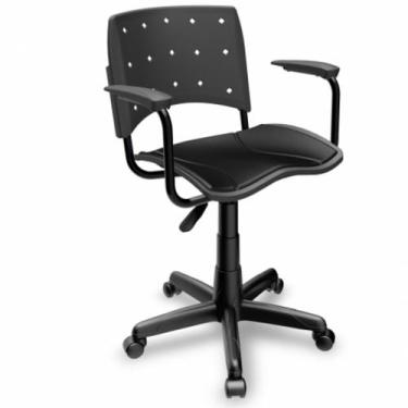 Imagem de Cadeira secretária giratória com braço, assento estofado, Ergoplax  - 