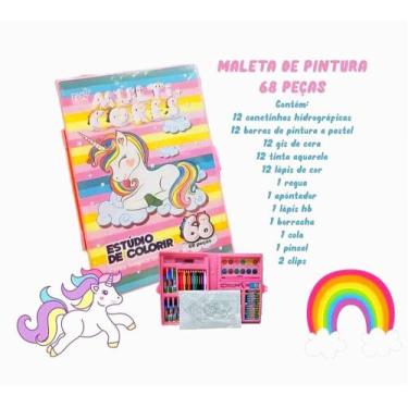 Imagem de Estojo de Pintura Infantil Maleta Escolar Colorir e Desenhar Kit Com 6