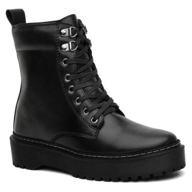 Imagem de Bota Coturno Tratorada Feminina Cano Médio Form's, Preto, 38, Feminino