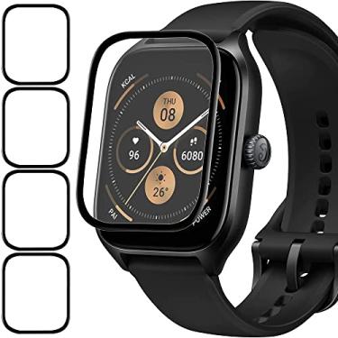 Imagem de Acadeny [4 peças de película protetora com Amazfit GTS 4, película de proteção de tela de borda 3D de 360°, cobertura total, proteção antiarranhões, sem bolhas, sensor de impressão digital de toque 3D