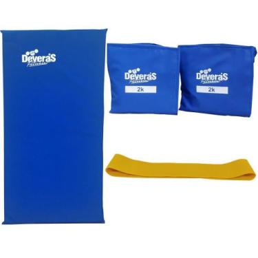 Imagem de kit de ginástica com mini band leve tornozeleira de peso 2kg e colchon