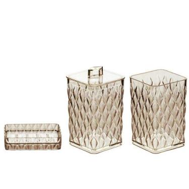 Imagem de Kit organizador para pia banheiro plástico higiênico saboneteira porta