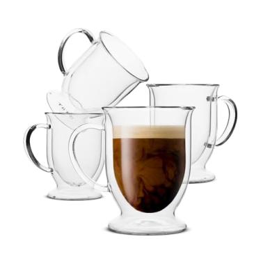 Imagem de BTaT - Caneca de Café, Copo de Café, Conjunto de 4 (12 Onças, 350 ml), Xícaras de Café de Vidro de Parede Dupla, Transparentes, Reutilizáveis, Seguras para Micro-ondas