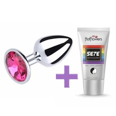 Imagem de Kit plug anal metal jóia sete sensações gel deslizante - HOT FLOWERS