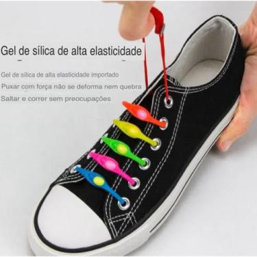Imagem de Kit 6 Cadarços Sem Amarrar - Silicone Flexível e Prático - Paty Shop