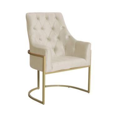 Imagem de Poltrona Vick Sala De Estar Veludo Bege - Vallisa Decor