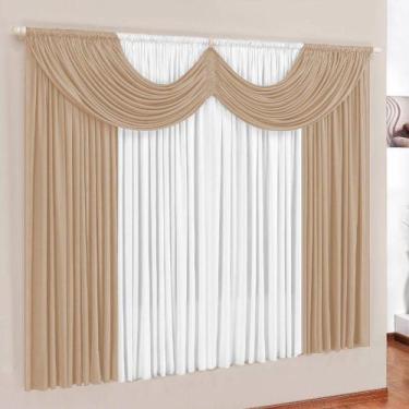 Imagem de Cortina Com Bandô Paris Em Malha Gel 2,00M x 1,70M Para Varão Simples 