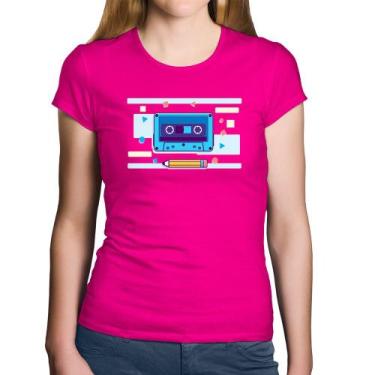 Imagem de Baby Look Algodão Fita Cassete - Foca na Moda, Rosa, M