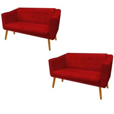 Imagem de Kit 02 Namoradeira  Decorativa  Céci Pés Madeira 2 Lugares Sala de Est