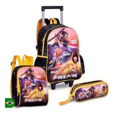 Imagem de Kit Jogo Free Fire Mochila De Rodinhas Estojo E Lancheira - oem