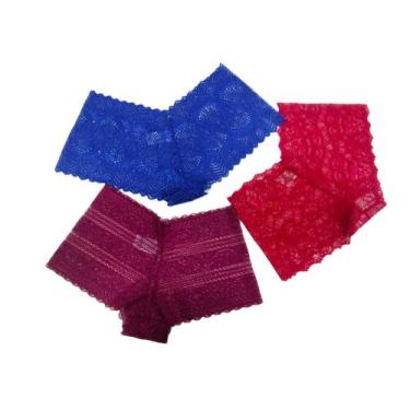 Imagem de Kit 3 Calcinhas Caleçon em Renda M, G e GG - JeD Lingerie, G