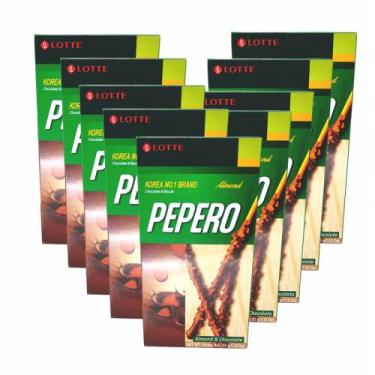 Imagem de Biscoito Pepero Almond Doce Japonês 32g - (Kit com 10) - Lotte
