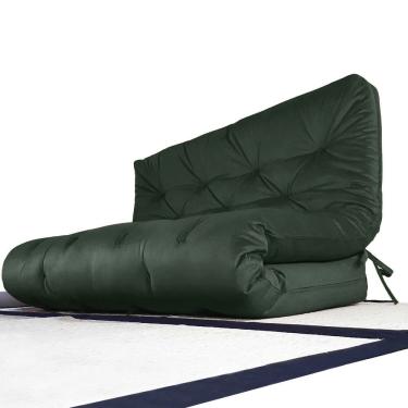 Imagem de Colchão Futon Casal Dobrável Sofa Cama Verde Militar