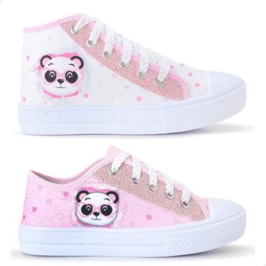 Imagem de Kit 2 Tênis Feminino Infantil Panda Botinha E Cano Curto - LUKYS CALÇA