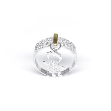 Imagem de Anel Prata 925 Com Pingente De Menino Aplique De Ouro E Zirc - Dália M