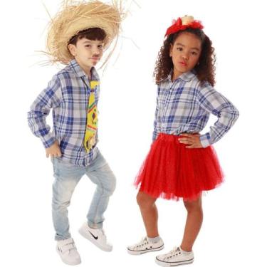 Imagem de Camisa Xadrez Infantil AZUL Mar de Bandeirinhas - QUIMERA KIDS, 12