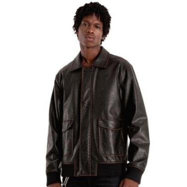 Imagem de Jaqueta Ellus Masculina PU Leather Washed New Aviator Marrom Café-Masculino